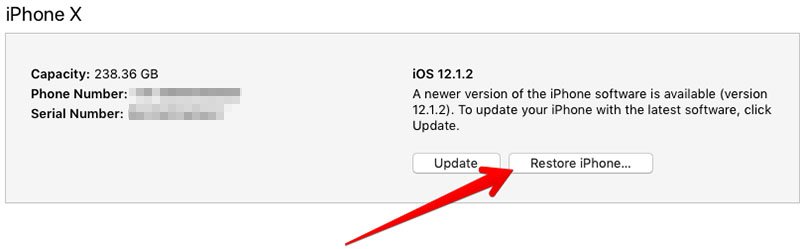 restore iPhone X