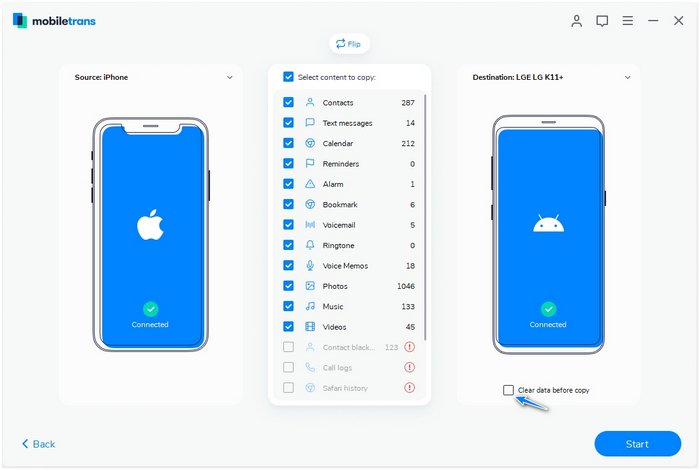 transfer data from one phone to another